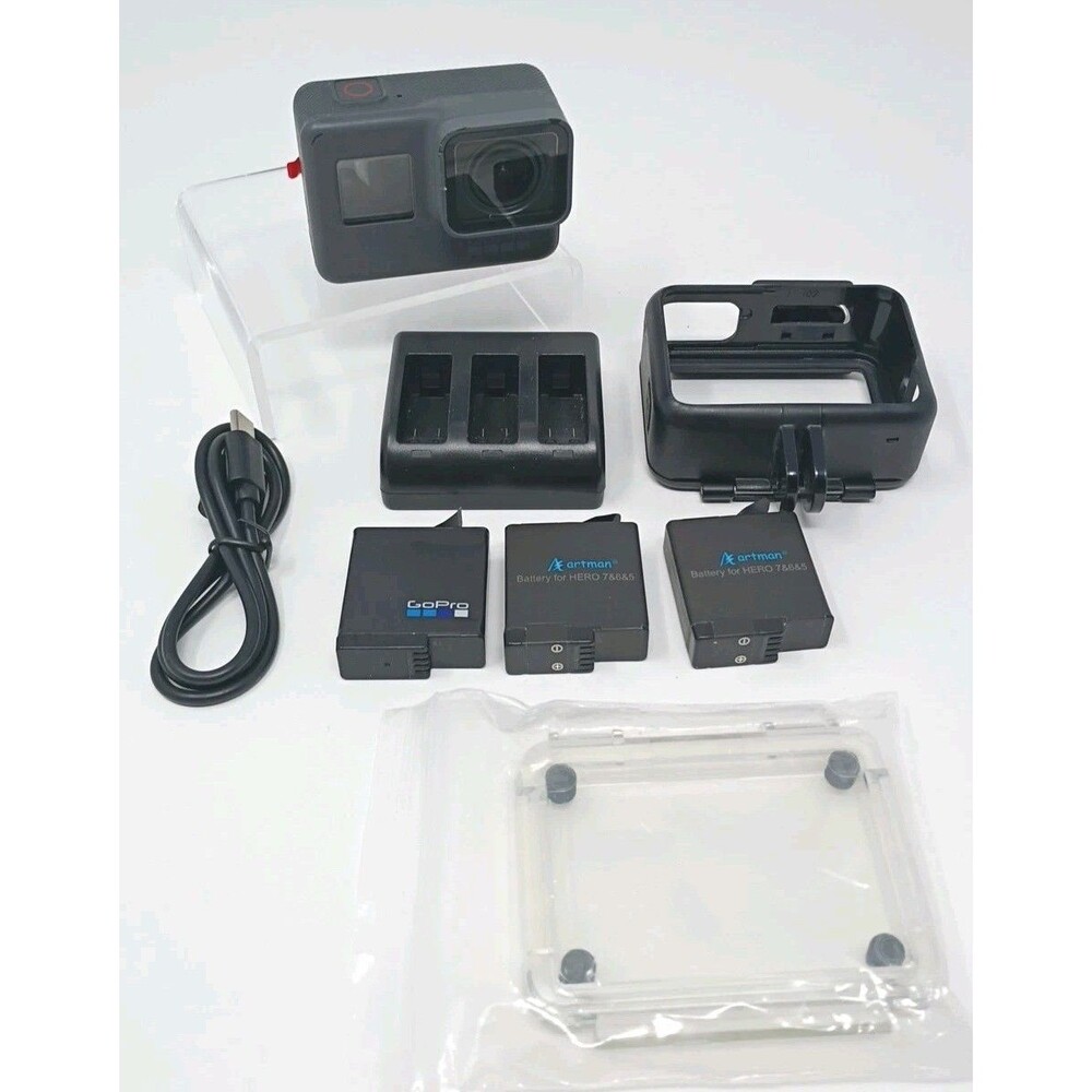 GoPro HERO6 Black Bundle with 3 Batteries , Charger and Camera housing case